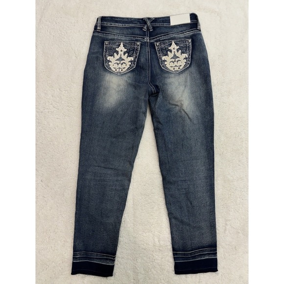 Hydraulic Denim - Hydraulic Nolita Ankle Skinny Jeans Size 6 Blue Embroidered Stretch Y2K 90s